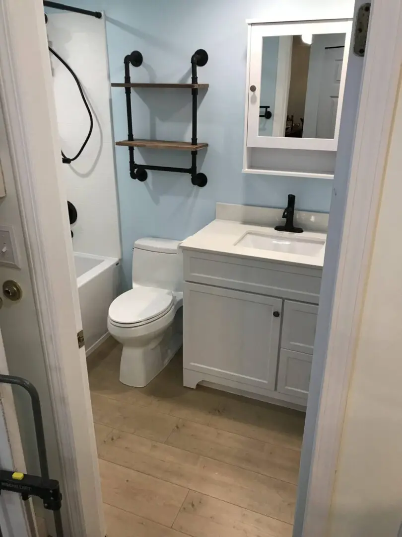 Bathroom interior with ceramic sink