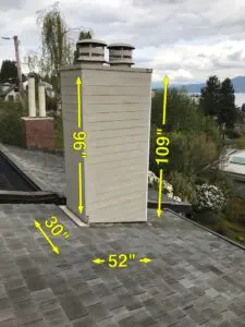 a chimney with illustrated measurements