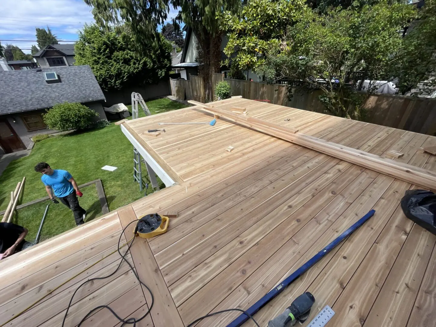 a deck under construction