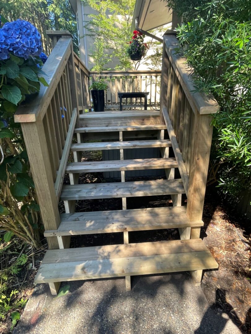 new set of wooden stairs
